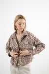 Leopar Desenli İçi Polar Detaylı Kapüşonlu Ceket