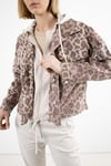 Leopar Desenli İçi Polar Detaylı Kapüşonlu Ceket