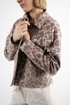 Leopar Desenli İçi Polar Detaylı Kapüşonlu Ceket