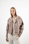 Leopar Desenli İçi Polar Detaylı Kapüşonlu Ceket
