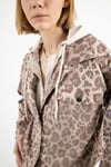 Leopar Desenli İçi Polar Detaylı Kapüşonlu Ceket