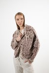 Leopar Desenli İçi Polar Detaylı Kapüşonlu Ceket