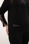 Polo Yaka Detaylı Leopar Desenli Taş Baskılı Bluz