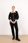 Polo Yaka Düğme Detaylı Cep Yazı Ve Taş Baskılı Bluz