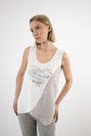Sıfır Kol Detay Taş Baskılı Ve Payetli Tshirt