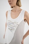 Sıfır Kol Detay Taş Baskılı Ve Payetli Tshirt
