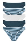 Kadın Çizgili Karışık Renkler Slip Külot 5li Paket Set - KTS3051 MODEL4