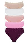 Kadın Organik Bambu Kumaş Beli Dantelli Slip Külot 5 li Paket Set - KTS3081 KARIŞIK