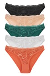 Sensu Kadın Dantelli Karışık Renkler Slip Külot 5l i Paket Set KTS3064 KARIŞIK