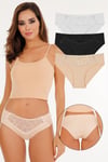 Sensu Kadın Lazer Kesim Dantel Detaylı Slip Külot 3 lü Paket Set - KTS3100 MODEL1