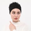 Sensu Kendinden Dantelli Fırfırlı Tesettürİç Bone SIYAH