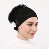 Sensu Kendinden Dantelli Fırfırlı Tesettürİç Bone SIYAH