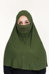 Sensu Peçeli Hazır Türban Pratik Şal Hijab Namaz Örtüsü HAKI