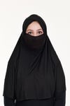 Sensu Peçeli Hazır Türban Pratik Şal Hijab Namaz Örtüsü SIYAH