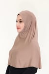 Sensu Peçeli Hazır Türban Pratik Şal Hijab Namaz Örtüsü VİZON