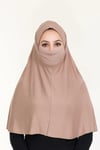 Sensu Peçeli Hazır Türban Pratik Şal Hijab Namaz Örtüsü VİZON