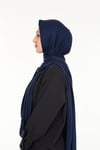 Sensu Tesettür Pratik Geçmeli   Hazır Penye  Şal LACIVERT