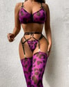 For Dreams Fantazi Kadın Mor Leopar Desenli Kostüm