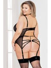 For Dreams Fantazi Siyah Büyük Beden Dantelli Jartiyer Takım