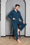 Guava 3130 Erkek Önden Düğmeli Uzun Kollu Pijama Takımı
