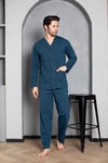 Guava 3130 Erkek Önden Düğmeli Uzun Kollu Pijama Takımı