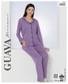 Guava 4225 Kadın Önden Düğmeli Uzun Kollu Pijama Takımı