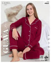 Guava 4465 Kadın Önden Düğmeli Yakalı Uzun Kollu Pijama Takımı