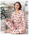 Guava 4525 Kadın Önden Düğmeli Yakalı Uzun Kollu Pijama Takımı