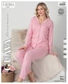 Guava 4529 Kadın Önden Düğmeli Yakalı Uzun Kollu Pijama Takımı
