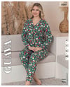 Guava 4541 Kadın Önden Düğmeli Yakalı Uzun Kollu Pijama Takımı