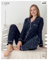 Guava 4542 Kadın Önden Düğmeli Yakalı Uzun Kollu Pijama Takımı