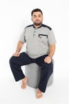 Guava Erkek Lacivert Kısa Kollu Büyük Beden Pijama Takımı