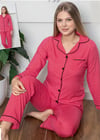 Guava Kadın Fuşya Ö.Düğmeli Poplin Uzun Kollu Pijama Takımı14055