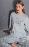 Guava Kadın Gri Termal Uzun Kollu Pijama Takımı 14097 