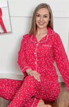 Guava Kadın Kırmızı Ö.Düğmeli Poplin Uzun Kollu Pijama Takımı 14000