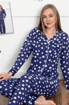 Guava Kadın Lacivert Ö.Düğmeli Poplin Uzun Kollu Pijama Takımı 14002