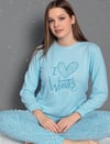 Guava Kadın Mavi Termal Uzun Kollu Pijama Takımı 14114