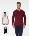 Pijalüx Erkek Bordo Damat Çeyiz Pijama Çamaşır 4'lü Set 3200