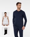 Pijalüx Erkek Lacivert Damat Çeyiz Pijama Çamaşır 4'lü Set 3200