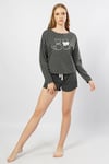 Vienetta 1040130401 Kadın Uzun Kol Şortlu Pijama Takımı