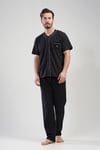Vienetta 1113312486-B Erkek  Önden Düğmeli Kısa Kollu Pijama Takımı