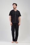 Vienetta 1113312486-B Erkek  Önden Düğmeli Kısa Kollu Pijama Takımı