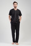 Vienetta 1113312486-B Erkek  Önden Düğmeli Kısa Kollu Pijama Takımı