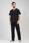Vienetta 1113312486-B Erkek  Önden Düğmeli Kısa Kollu Pijama Takımı