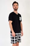 Vienetta Erkek Siyah Kısa Kollu Şortlu Pijama Takımı
