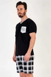 Vienetta Erkek Siyah Kısa Kollu Şortlu Pijama Takımı