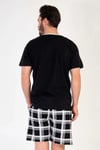 Vienetta Erkek Siyah Kısa Kollu Şortlu Pijama Takımı