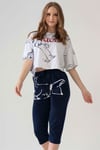 Vienetta (Gri Melanj) Kadın Kısa Kollu Kaprili Pijama Takımı 1090880690