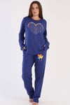 Vienetta İndigo Kadın Uzun Kollu 2 İplik Pijama Takımı