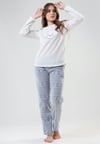 Vienetta Kadın Beyaz Polar Uzun Kollu Pijama Takımı 2030703972